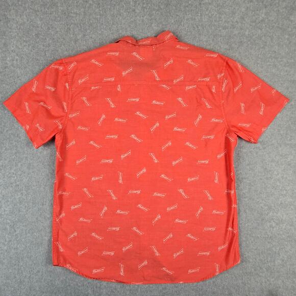 Budweiser Shirt Mens Size 2XL Red Short Sleeve Button Down Logo Pattern - Picture 8 of 16